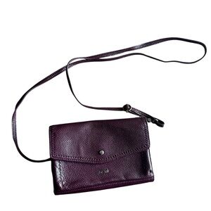 The Sak Burgundy Leather Crossbody Wallet | Pebbled Leather | Small Clutch Bag